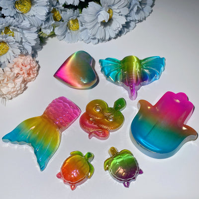 Aura Selenit Kristall Figuren 1,7-3,8 Zoll Heilschnitzereien