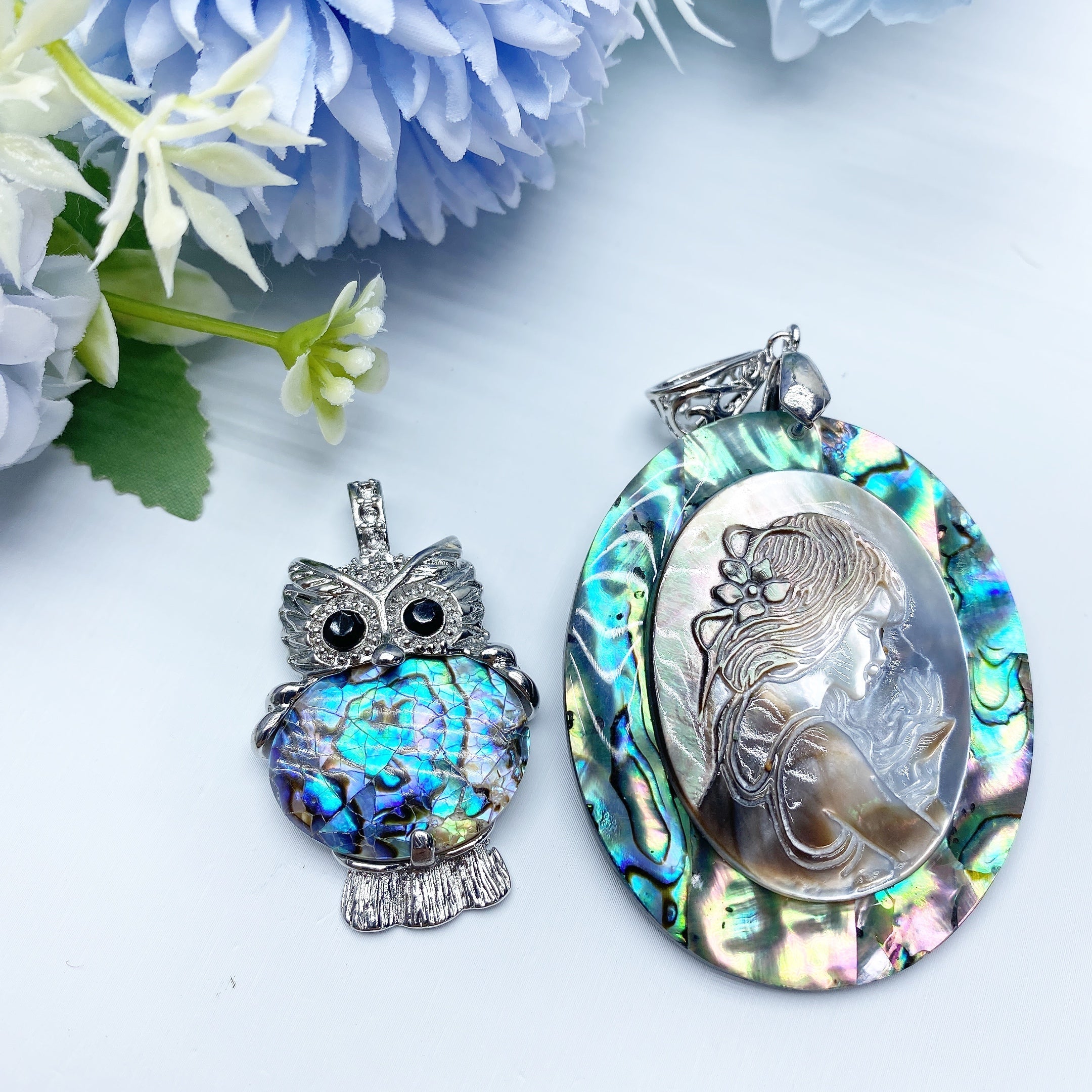 Aura Shell Crystal Pendant 2in Spiritual Healing Necklace