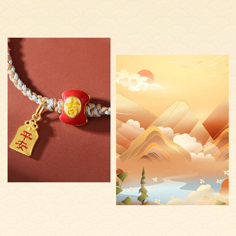 Spirituelles Armband mit glückverheißendem chinesischen Schriftzeichen aus 925er Silber