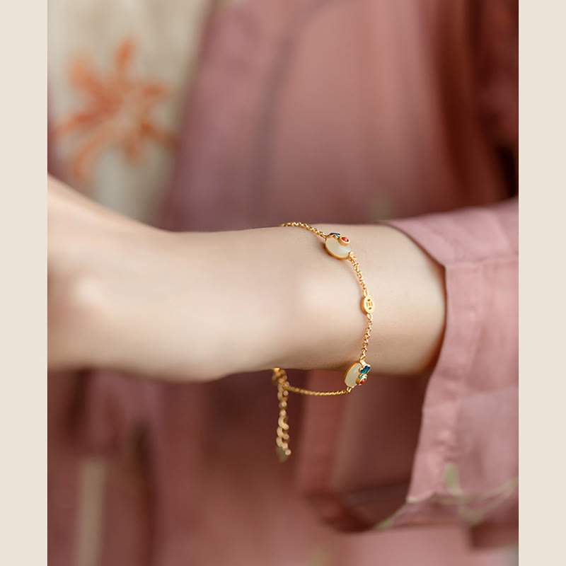 Glücksarmband aus Jade mit glückverheißenden Wolken für Wohlstand