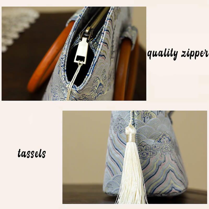 Handtasche mit Muscheldruck „Auspicious Clouds“, 26 cm, klassischer Stil