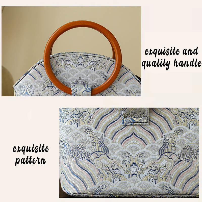 Handtasche mit Muscheldruck „Auspicious Clouds“, 26 cm, klassischer Stil