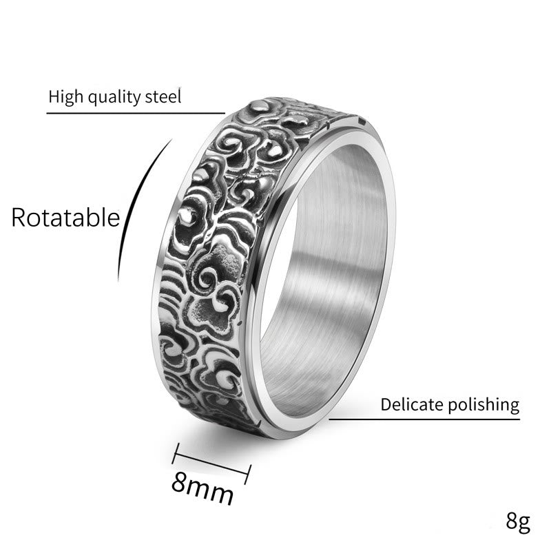 Auspicious Clouds Balance-Ring aus Titanstahl – Größenverstellbar