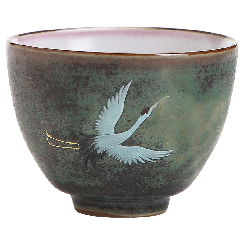 Auspicious Crane Keramik-Teetasse für Meditation &amp; Ritual