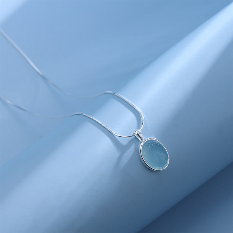 Authentische Aquamarin-Halskette aus Sterlingsilber für den Frieden