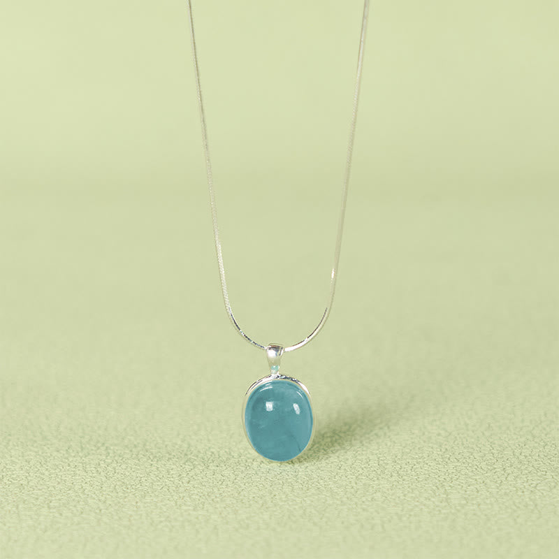 Authentische Aquamarin-Halskette aus Sterlingsilber für den Frieden
