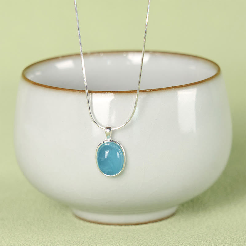 Authentische Aquamarin-Halskette aus Sterlingsilber für den Frieden