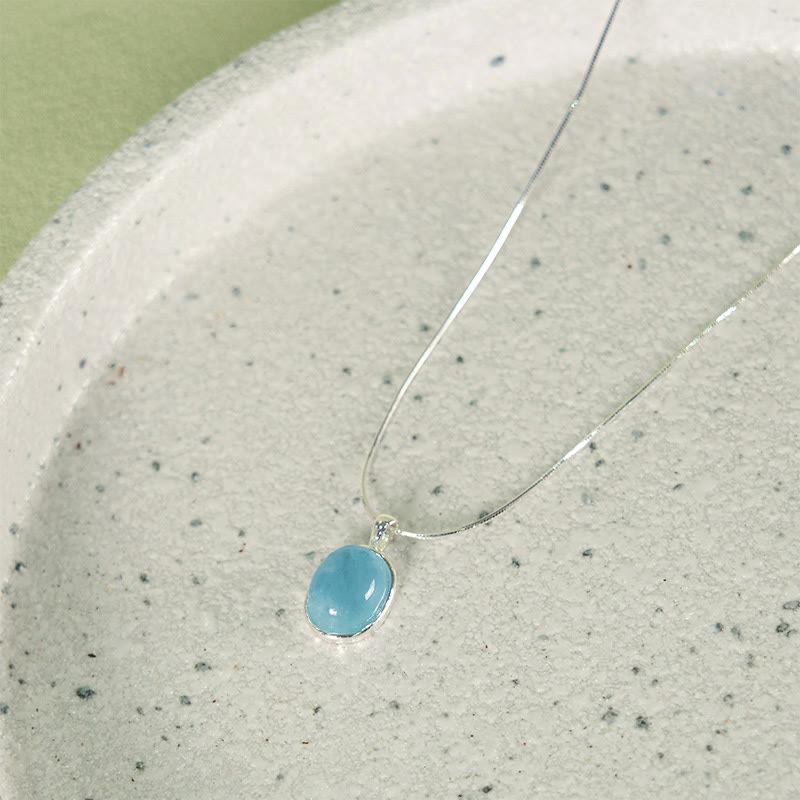 Authentische Aquamarin-Halskette aus Sterlingsilber für den Frieden
