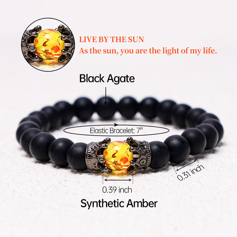 Unisex Natural Stone King and Queen Crown Healing Energy Spiritual Bracelet