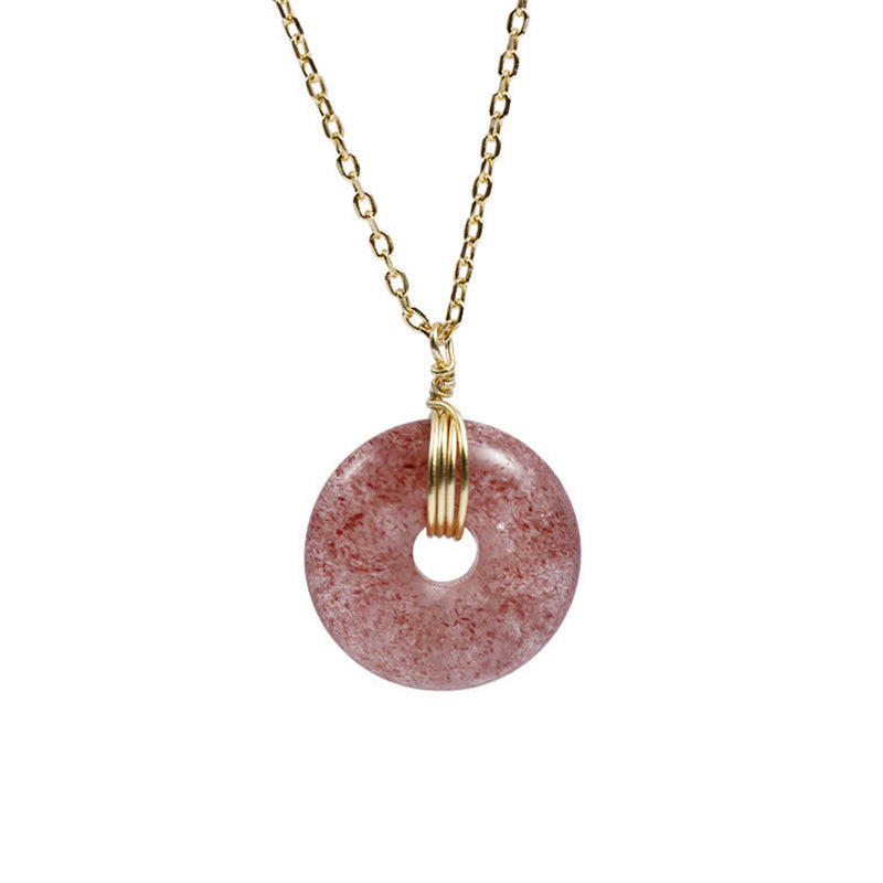 Strawberry Quartz Silver Necklace 45cm for Healing & Love