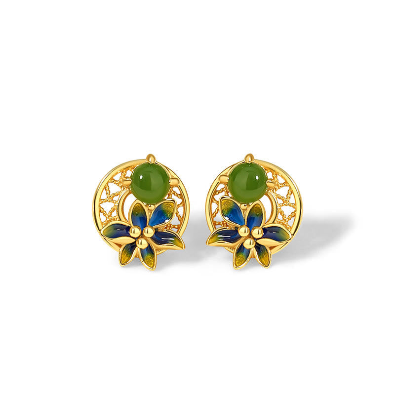 Hetian Cyan Jade 3Pcs Jewelry Set | Necklace Ring Earrings