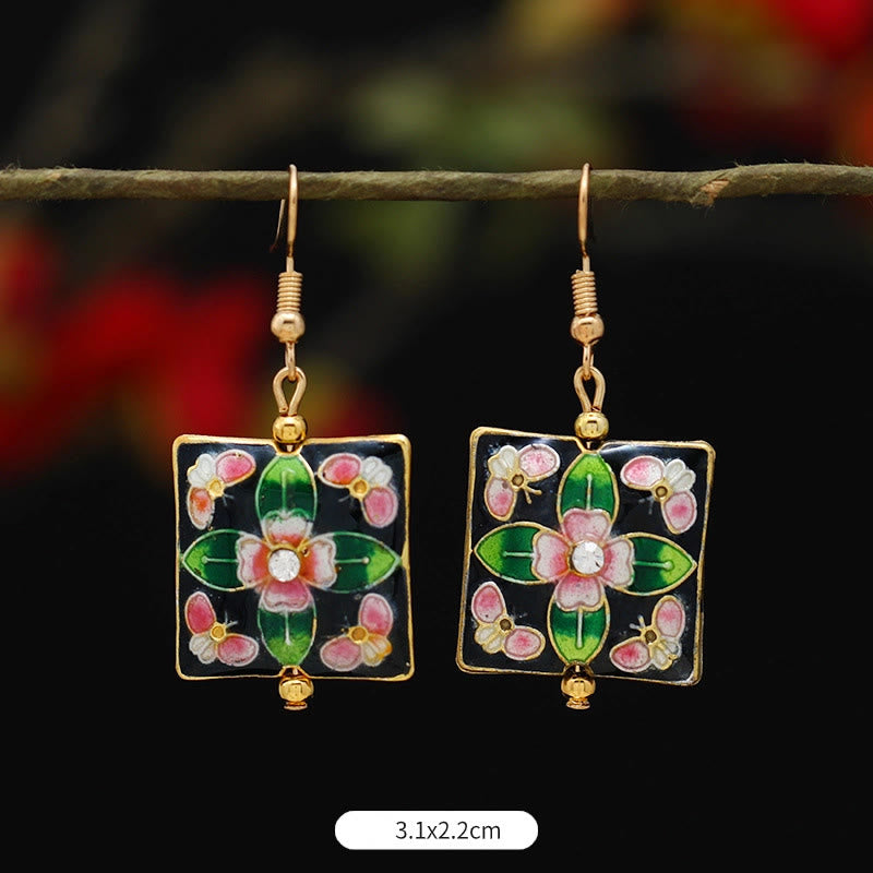 Alloy Copper Lotus Butterfly Drop Earrings for Spiritual Enlightenment