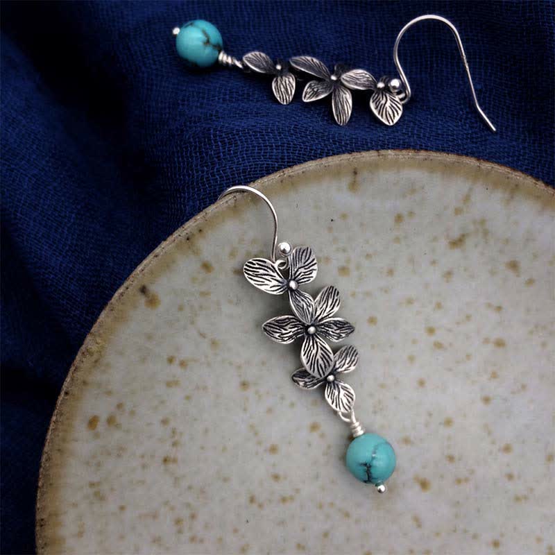 925 Sterling Silver Turquoise Lazurite Serenity Protection Earrings