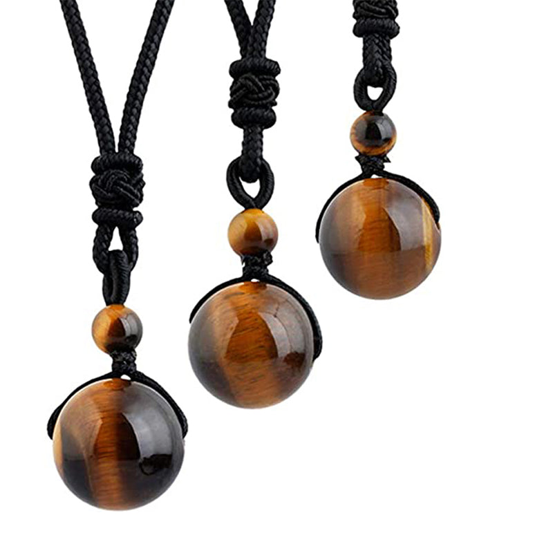 Unisex Tiger Eye Bracelet Necklace Set with 10mm Beads for Protection