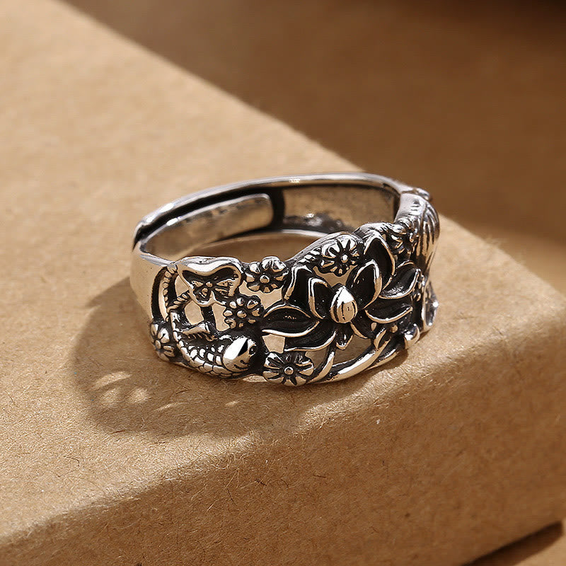 Copper Lotus Koi Fish Enlightenment Ring 11mm Unisex