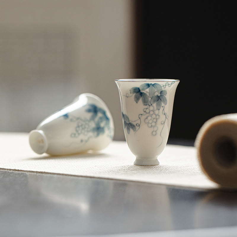 Small Hand Painted Grapes Ceramic Tea Cup 30ml