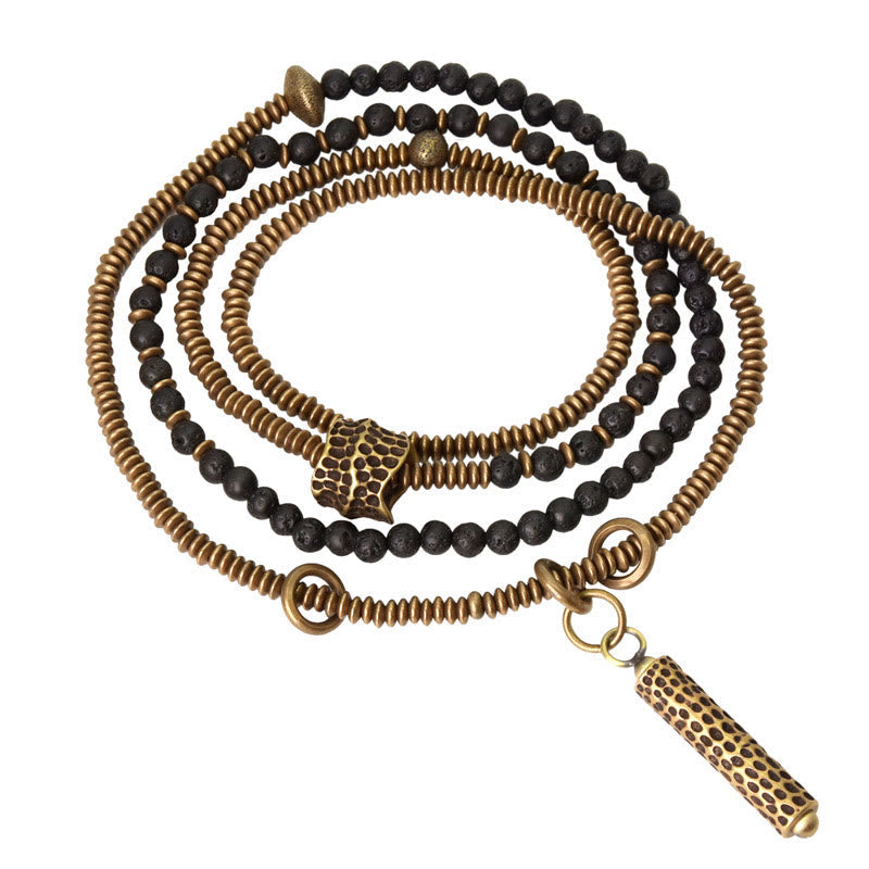 Vintage Lava Rock Copper Spiritual Bracelet for Balance