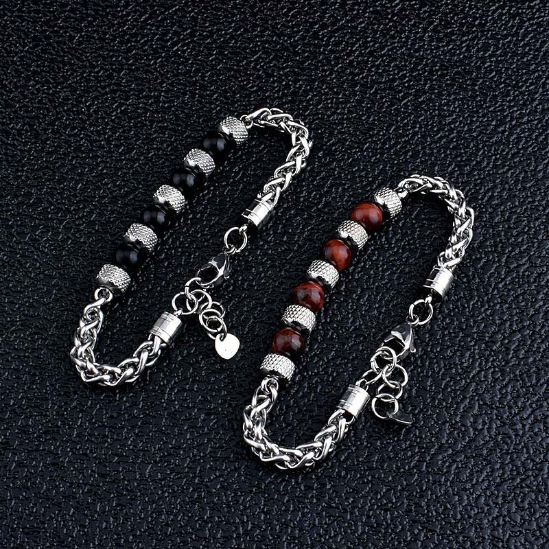 8mm Black Onyx Tiger Eye Courage Bracelet