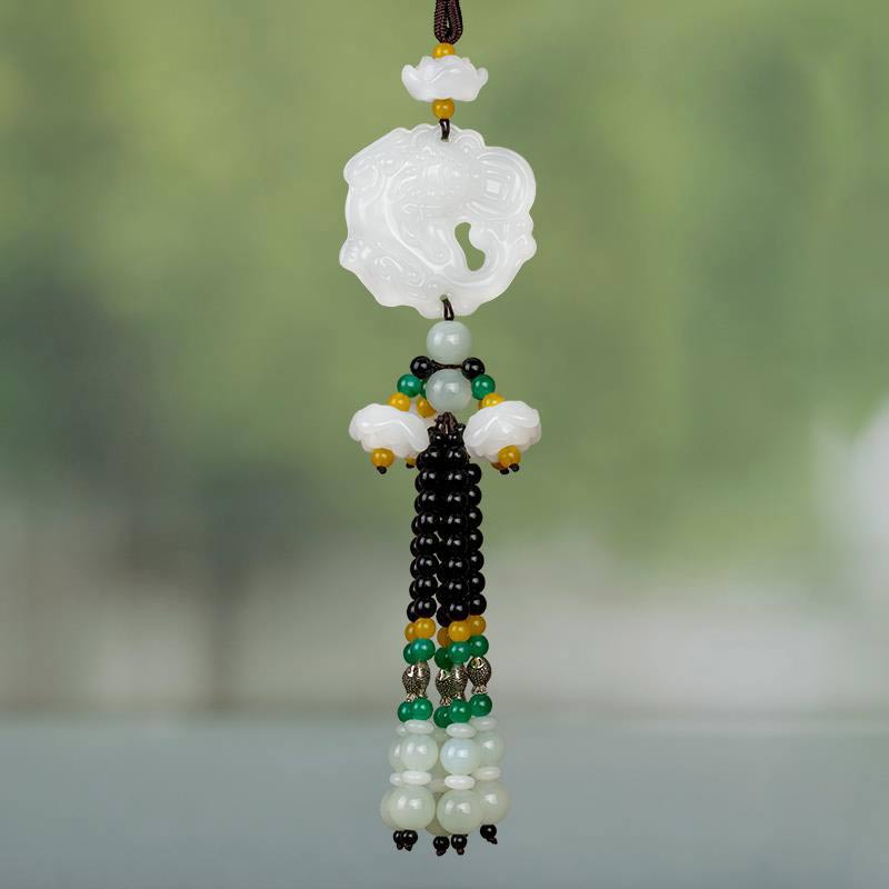 Feng Shui Pixiu Jade Car Pendant for Luck & Protection