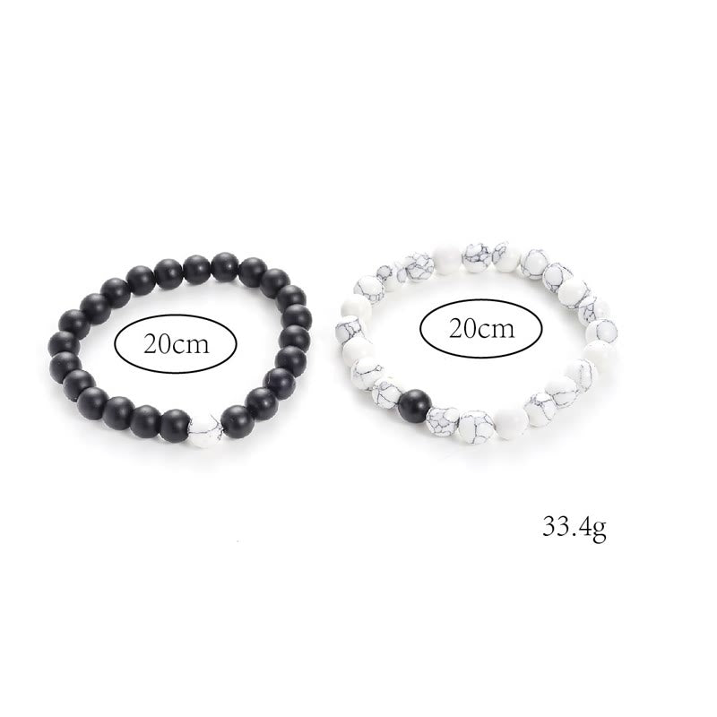 8mm Frosted Stone & White Turquoise Couple Bracelet for Balance