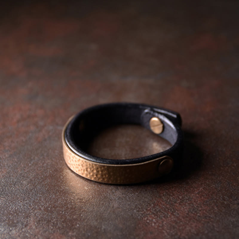 Vintage Copper Leather Wealth Bracelet for Spiritual Prosperity