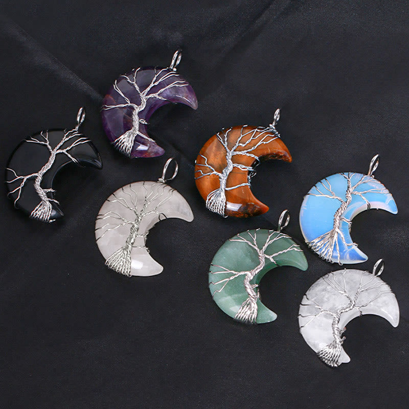 Natural Quartz Tree of Life Necklace for Healing & Balance
