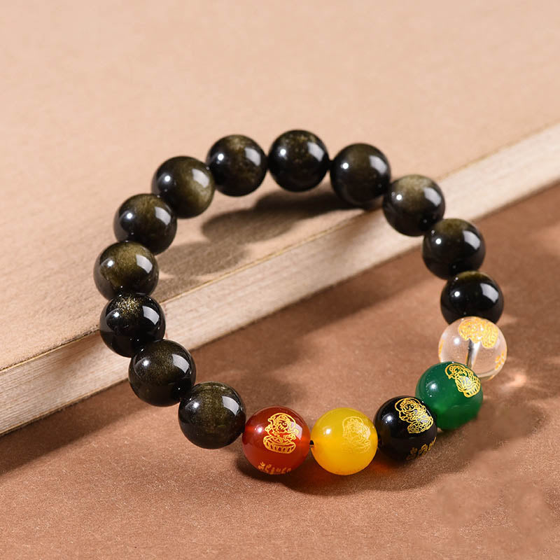 8mm Gold Sheen Obsidian Wealth Bracelet for Protection