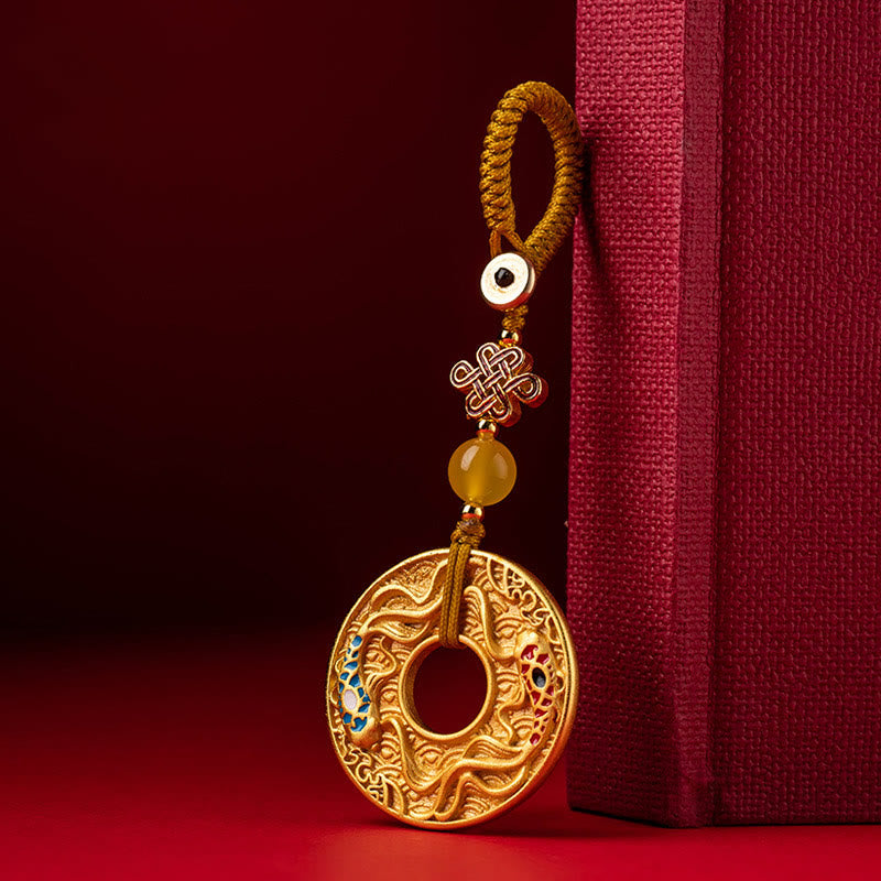 Double Koi Fish Peace Buckle Key Chain | Wealth & Luck Charm