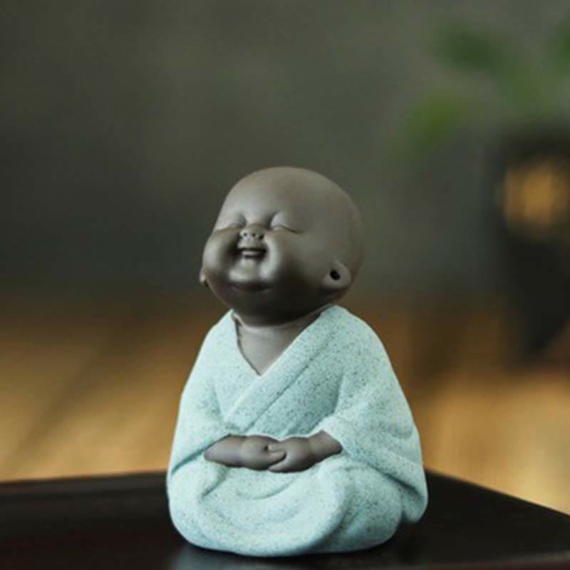 Purple Clay Laughing Buddha Statue | Luck & Wealth Decor