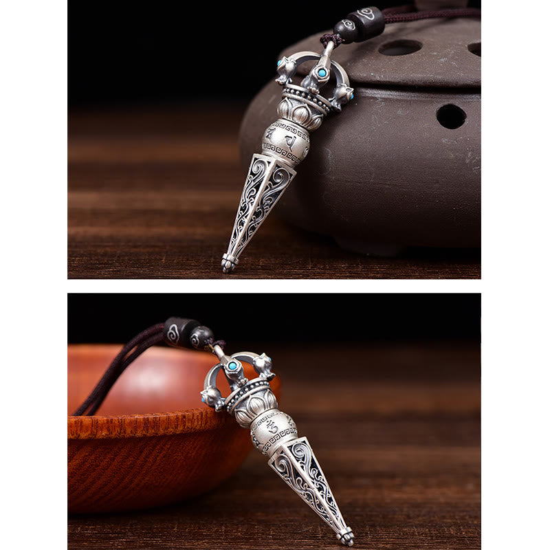 Kupfer Om Mani Padme Hum Halskette mit Dorje Vajra Anhänger