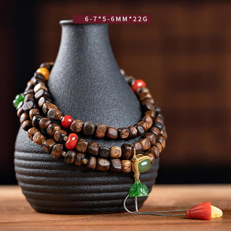 108 Mala Beads Agarwood Bracelet for Peace & Strength