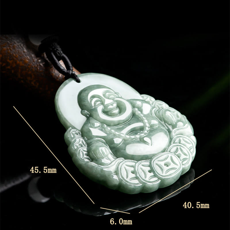 Lachender Buddha Halskette mit Anhänger aus natürlicher Jade