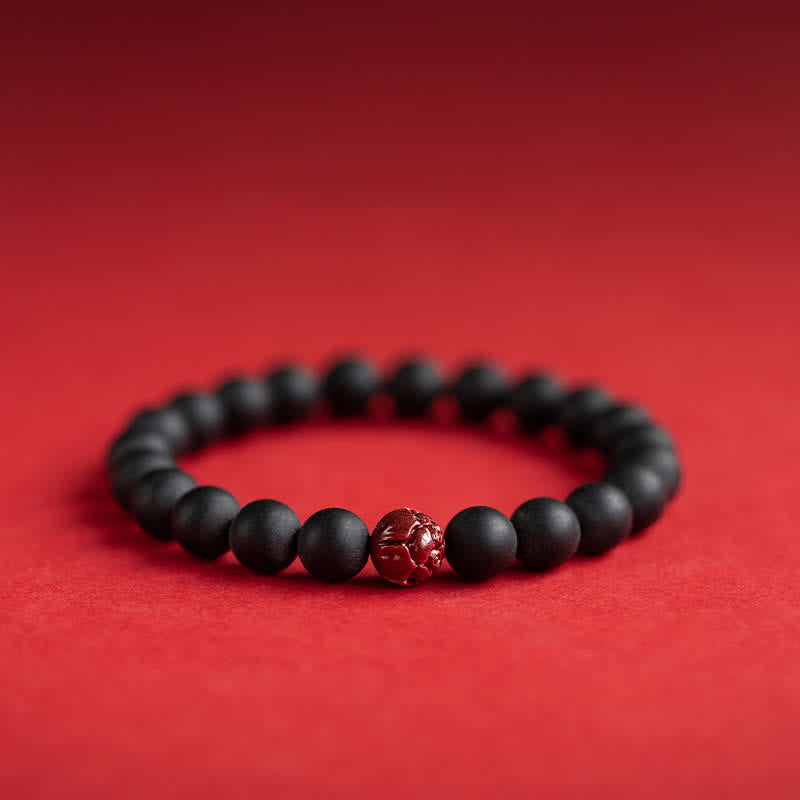 8mm Cinnabar Cypress Healing Bracelet for Calmness
