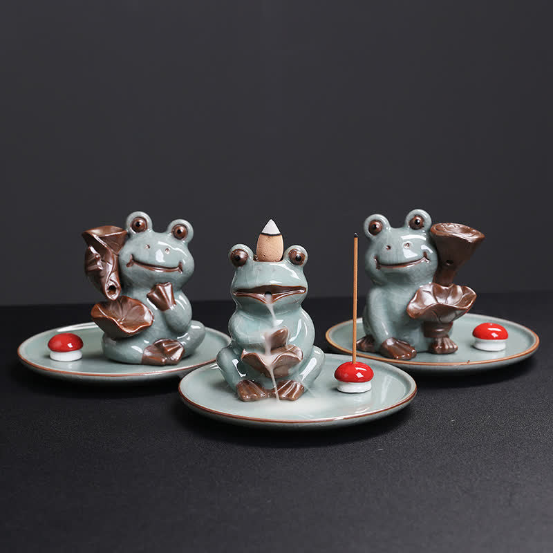 Ceramic Meditation Frog Incense Burner for Serenity