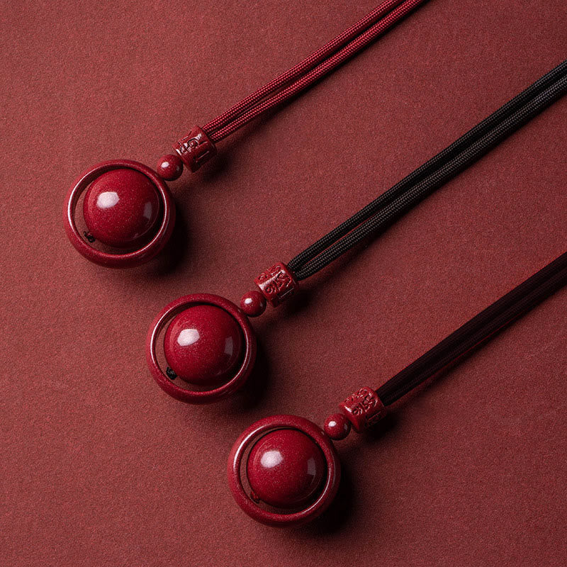 Cinnabar Om Mani Padme Hum Necklace for Blessing & Luck