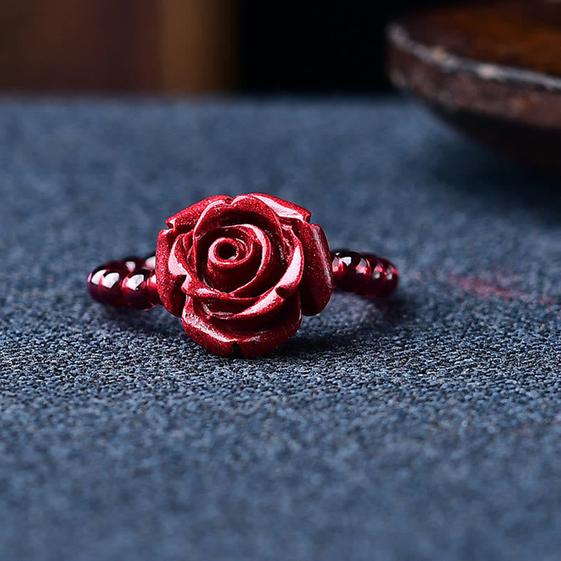 Adjustable Garnet PiXiu Ring with Om Mani Padme Hum for Protection