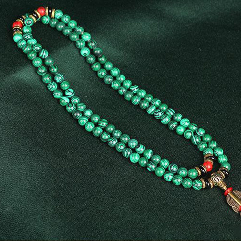 8mm Malachite 108 Bead Meditation Bracelet Necklace