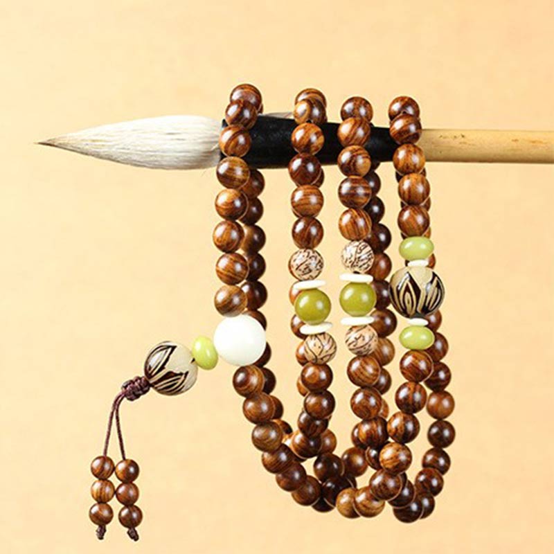 6mm Tibetan Rosewood Lotus Protection Bracelet