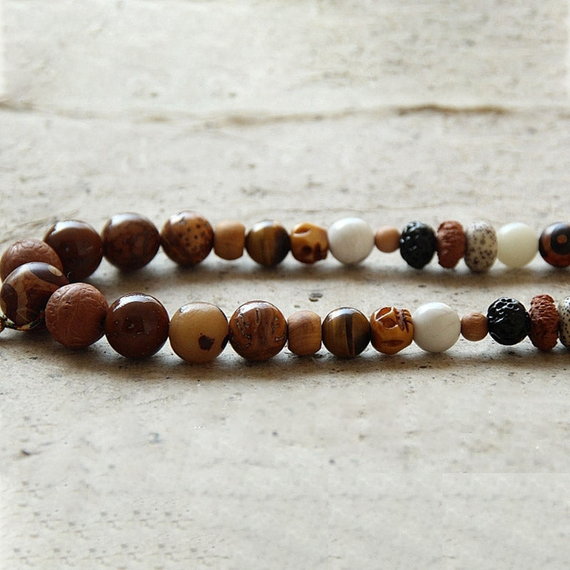108 Beads Bodhi Seed & Bagua Harmony Bracelet for Balance