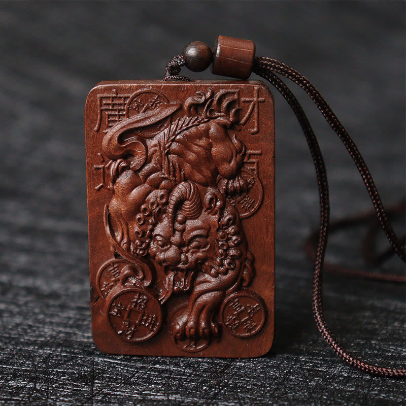 Lightning Struck Jujube Wood Pixiu Necklace for Fortune