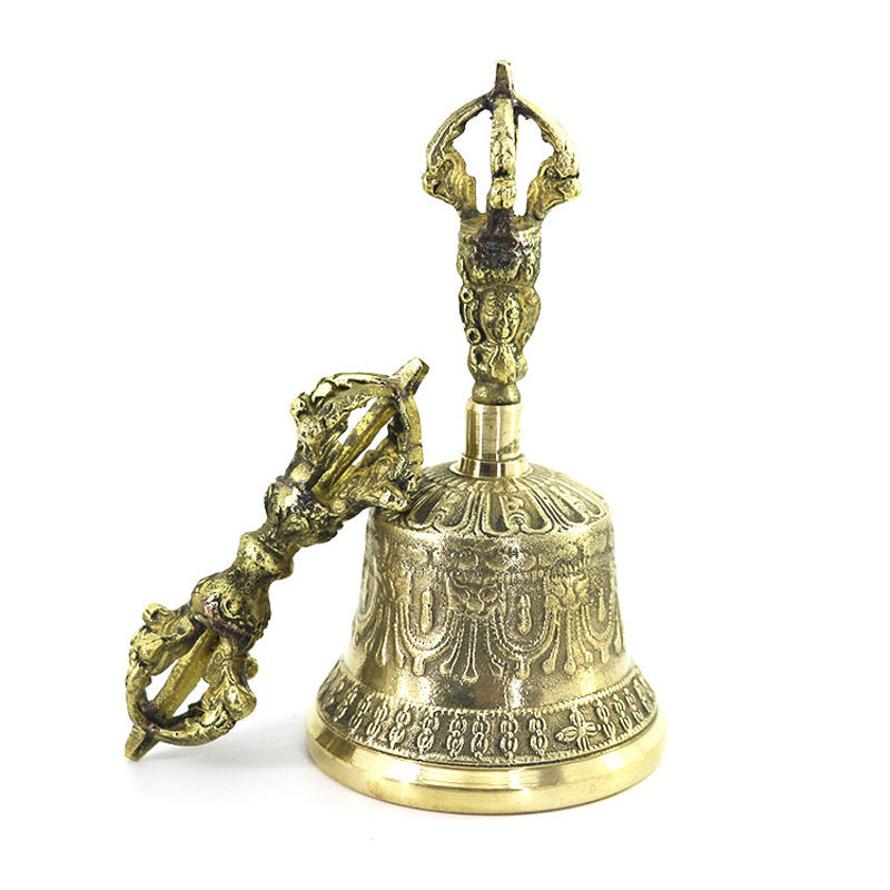 Small Copper Meditation Bell and Vajra Dorje Set