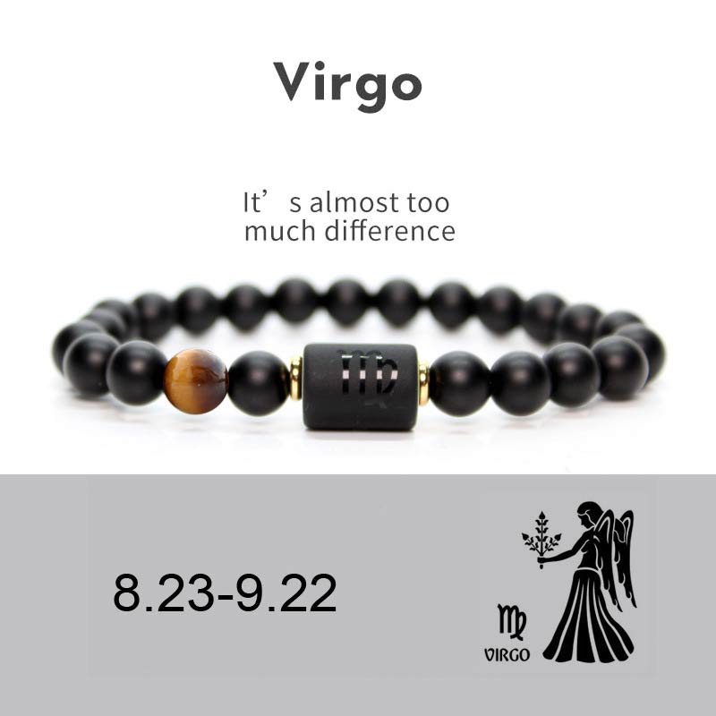 8 mm verstellbares Armband aus schwarzem Onyx mit chinesischem Sternzeichen