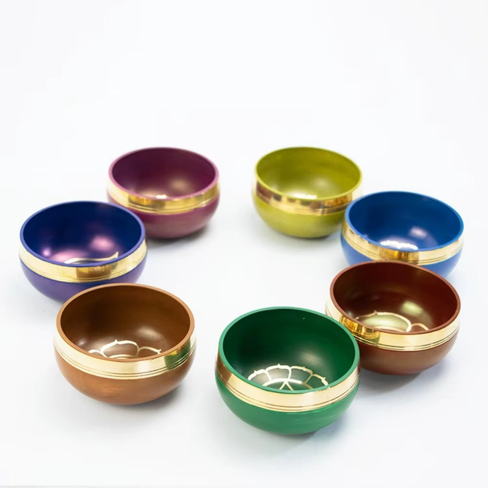 Nepal Brass Tibetan Bowls Sound Healing Therapy Singing Bowl Colorful Handmade Buddhist Bowls Set Yoga Meditation Mindfulness