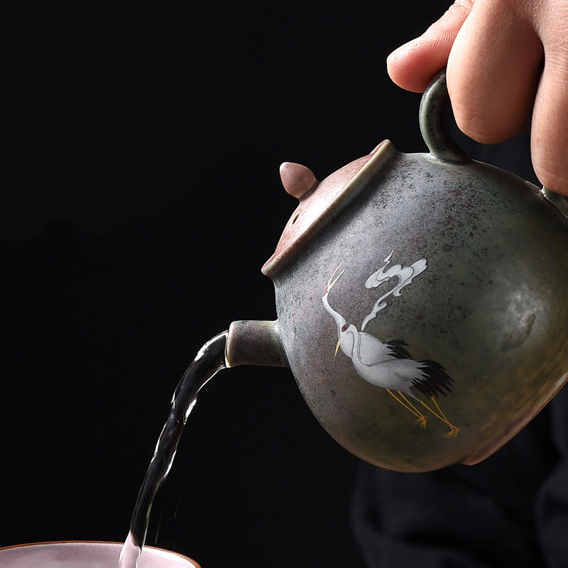 Round Pattern Ceramic Gongfu Teapot 240ml for Gongfu Tea