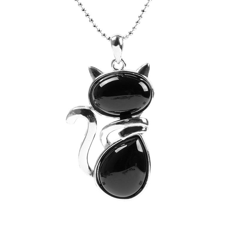 Green Aventurine Crystal Necklace | Protection Cat Pendant