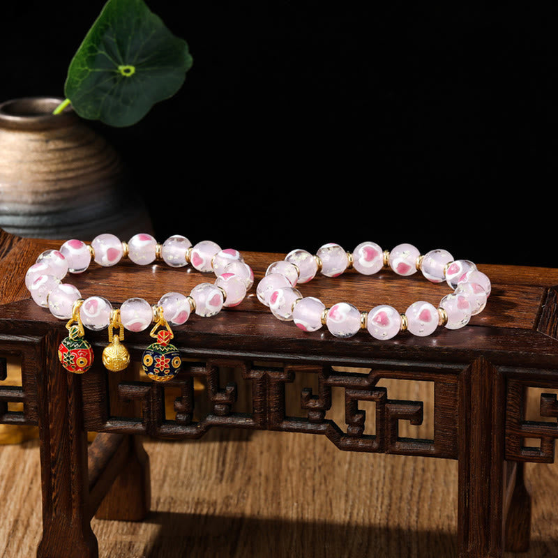 Pink Liuli Glass Spiritual Bracelet for Love & Luck