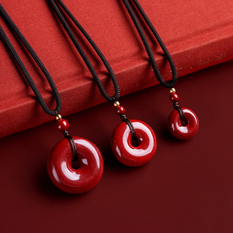 Peace Buckle Cinnabar Necklace | Calm Blessing Pendant