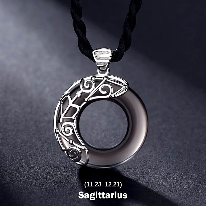 Ice Obsidian Zodiac Pendant Necklace | 12 Constellations Blessing