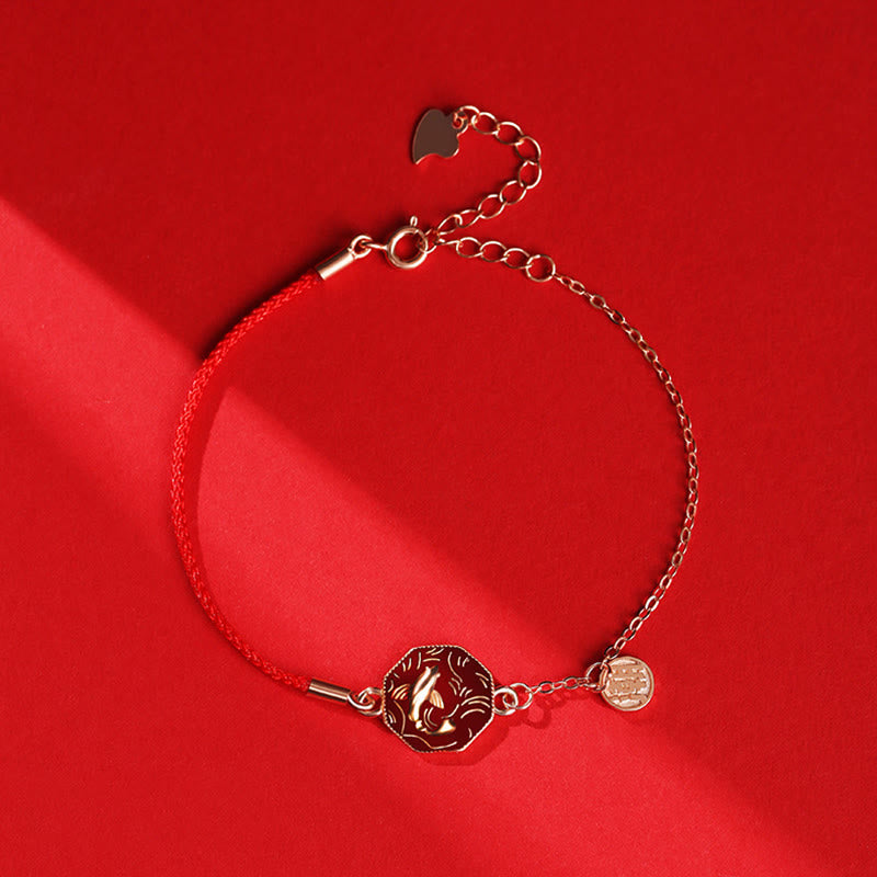 925 Sterling Silver Koi Fish Luck Bracelet Color Change
