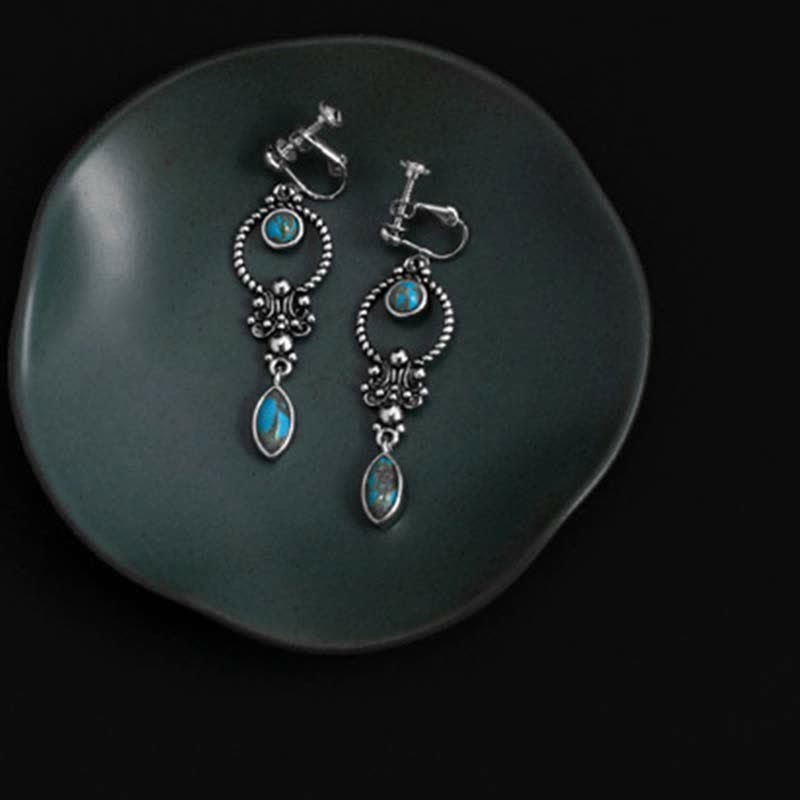 925 Sterling Silver Turquoise Balance Drop Dangle Earrings
